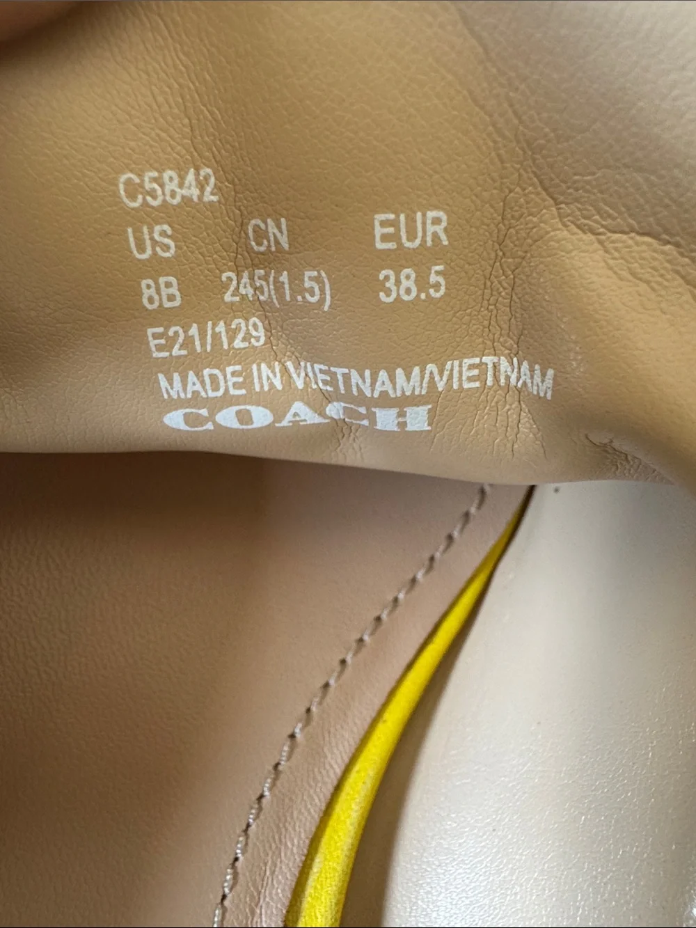 COACH Buttercup Yellow Leather Slip-On Mules with Gold Hardware - Picture 13 of 13